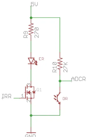 Figure 6.7  LTE-302 / LTR-301 IR Emitter / Detector Circuit 