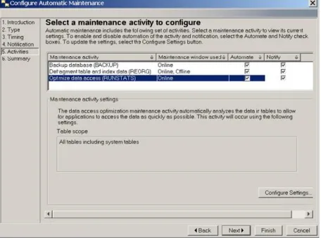 Figure 2.6 –Configuring Automatic Maintenance in DB2 (screenshot) 