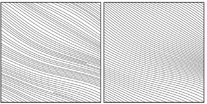 Figure 1.5: The left image shows streamlines created using randomly chosen andoptimized streamlines, the image on the right uses the method presented in [9].