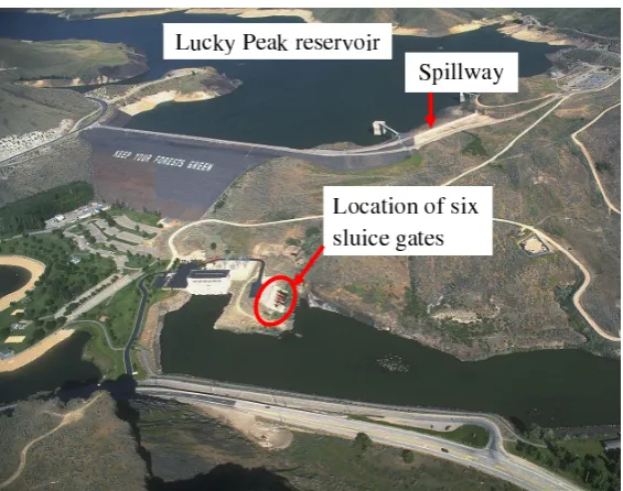 Figure 3.8: Plan view of Lucky Peak reservoir and associated structures.