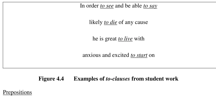 Figure 4.4 Examples of to-clauses from student work 