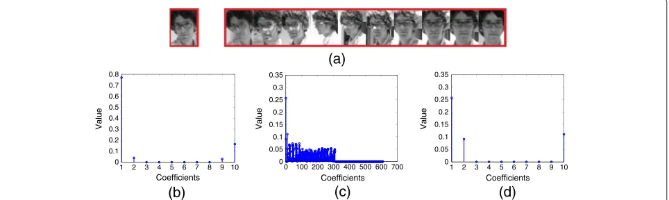 Figure 1 The distributions of few largest sparse coefficients with relatively low or high representation errors (a-d).