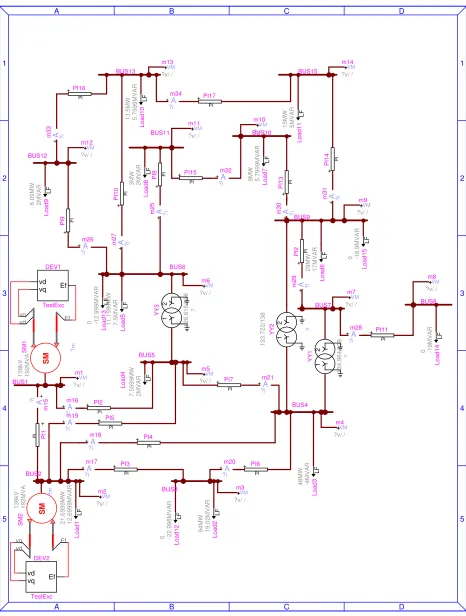 Figure 5.2: IEEE 14 Bus Test System in EMTP