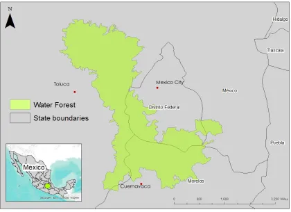 Figure 1. Extension and location of the Water Forest and the overlapping State boundaries of 