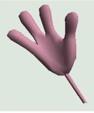 Figure 2.2 Output rendered by MyJava3D—a wire frame version of the same hand used for figure 2.1