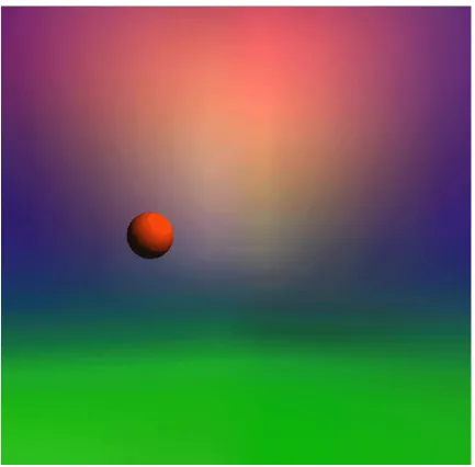 Figure 3.1 The SimpleTest example. One hundred lines of Java code give you an animated scene, including agraphical textured background with directional lighting