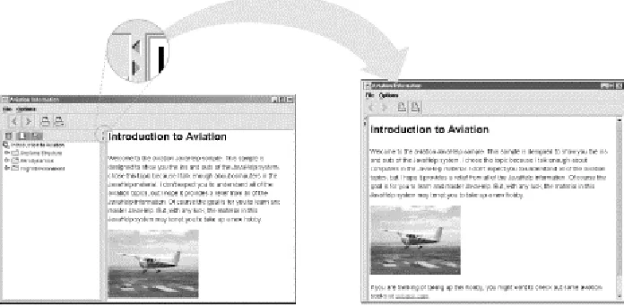 Figure 1.4. HelpSet Viewer: showing and hiding the navigation pane 