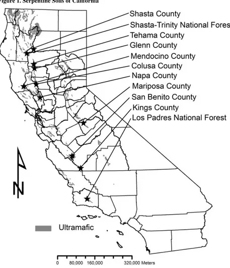 Figure 1. Serpentine Soils of California 