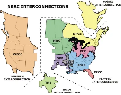 Figure 2.  North American Interconnections System (Source: U.S.-Canada PSOTF 2004) 