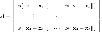 Figure 2.1: An example stencil known function values at x1, . . . , x4 and derivativevalues at x5, x6.