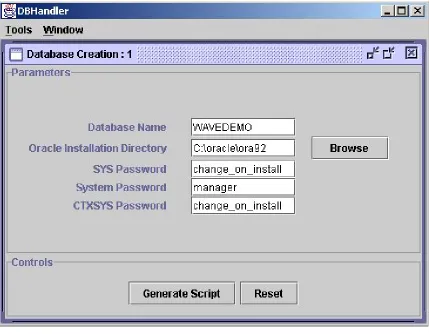 Figure 4.3. Snapshot of the database creation screen 