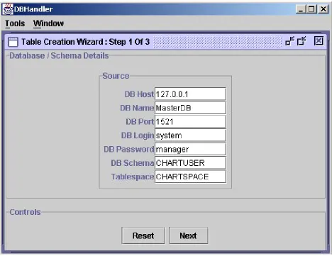 table creation wizard. A snapshot of this Screen 1 is presented in Figure 5.8. 