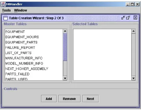Figure 5.9. Snapshot of Screen 2 of ‘Table Creation Wizard’ 