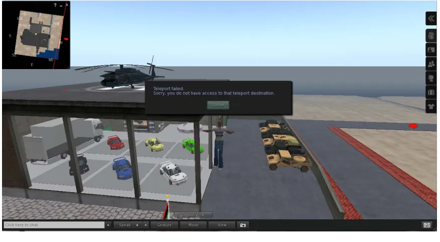 Figure 10 The Error Message when Attempting to Teleport to a Private Island   