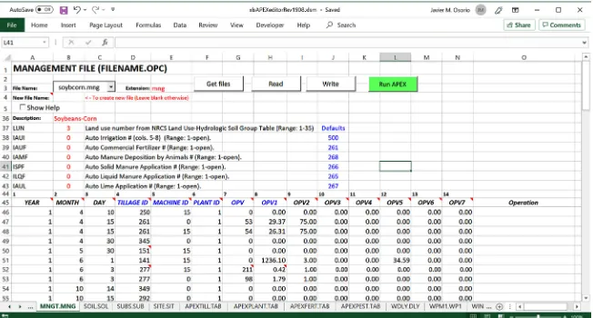 Figure 8. Interface that allows users to edit/modify the APEX management file. 