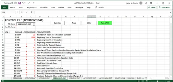 Figure 5. Representation of the most common objects and interface features of the APEXeditor