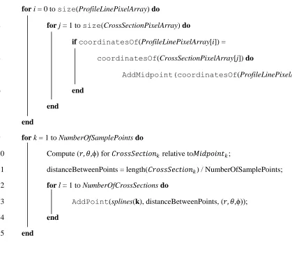 Figure 3.9: Algorithm 1: Setting up splines in raster space 