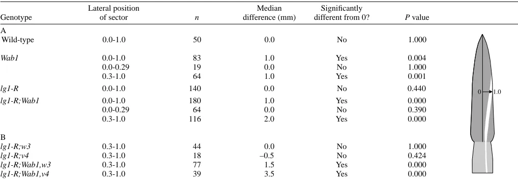 Table 2. Median differences in sectored and non-sectored leaf-half widths, and effect of sector position