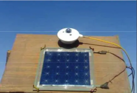 Figure 1. Multicrystalline silicon solar cell in the out-door located at optimum tilt angle with the radiation sensor