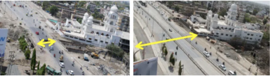 Figure 3: A.B. Rd. Pre, Post Construction (Reproduced from: Office of Divisional Commissioner, Indore,    2006) 