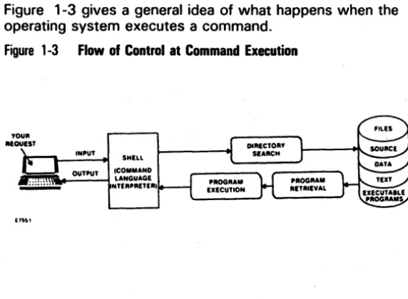 Figure 1-3 gives a general idea of what happens when the operating system executes a command