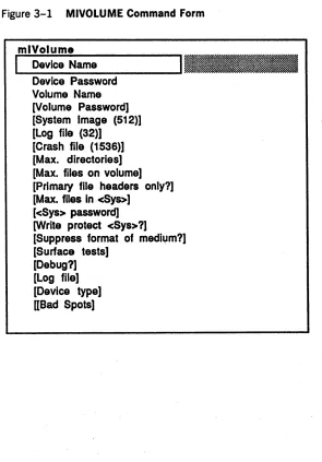 Figure 3-1 MIVOLUME Command Form 