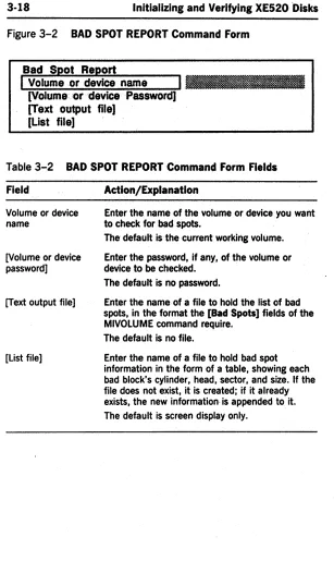Figure 3-2 BAD SPOT REPORT Command Form 