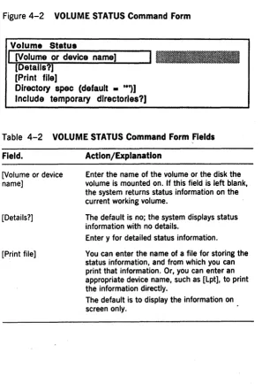 Figure 4-2 VOLUME STATUS Command Form 