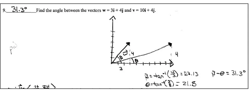 Figure 3. A novel approach to finding the angle measure in exercise 9. 