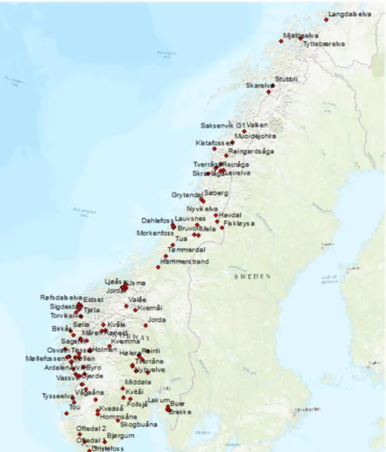 Figure 7 Smakraft RORS in Norway represented as points 
