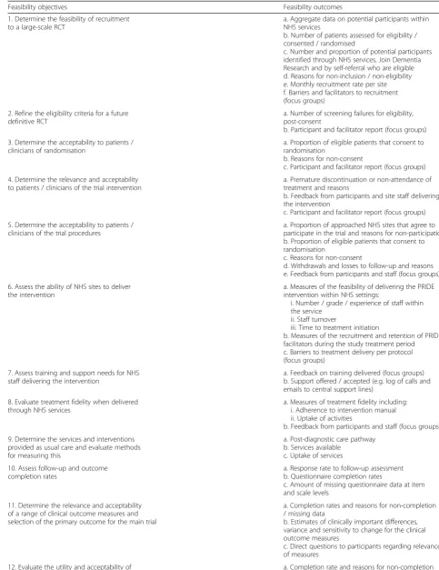 Table 2 Feasibility objectives and outcomes