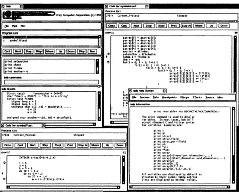 Figure 4 Sample bdb Session with the Holmes Libraries Graphical Interface 