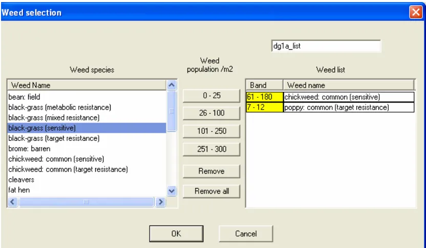Fig. 2 The weed list editor 