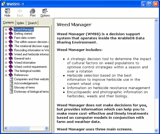 Fig. 7 Front page of the help system. 