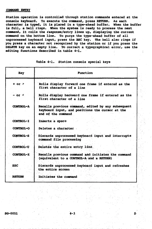 Table 4-1.' Station console special keys 