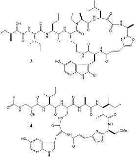 Figure 1.4: Keramamide E (3) and F (4) 