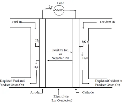 Figure 1.4: Schematic drawing of an individual fuel cell, image from [22] 