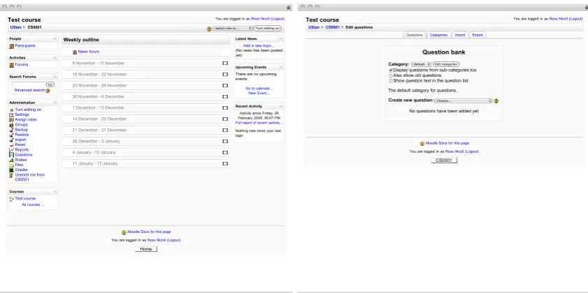 Figure 2.1: Screenshots of Moodle