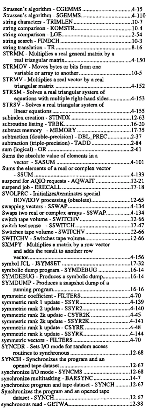 table, add word to - TMADW ........................................ II-13 table management statistics - TMAM U .......................