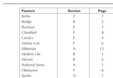 FIGURE 3-1.A table of newspaper sections
