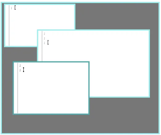Figure 2.1: Three /bin/rc processes. But just one /bin/rc.