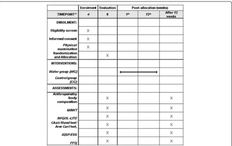 Fig. 1 Standard Protocol Items: Recommendations for Interventional Trials (SPIRIT). Information about the selection, recruitment and evaluations carriedout in each period