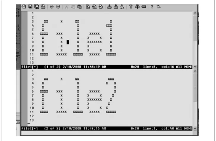 Figure 11-1. Results of “Vim -o5 file1 file2”