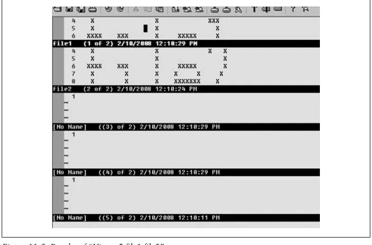 Figure 11-2. Results of “Vim -o5 file1 file2”