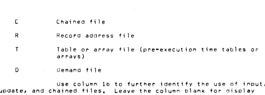 Table or array file (pre-execution time tables or arrays) 