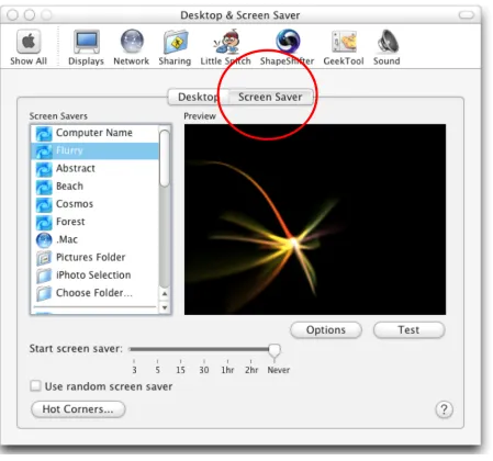 Figure 6 - The "Screen Saver" preference pane panel 
