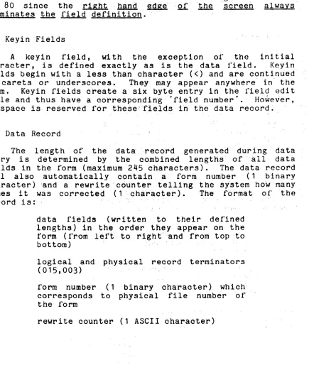 table and no thus have a co'r"responding • field number'. However, space is reserved for these,<'fields in the data record~ 