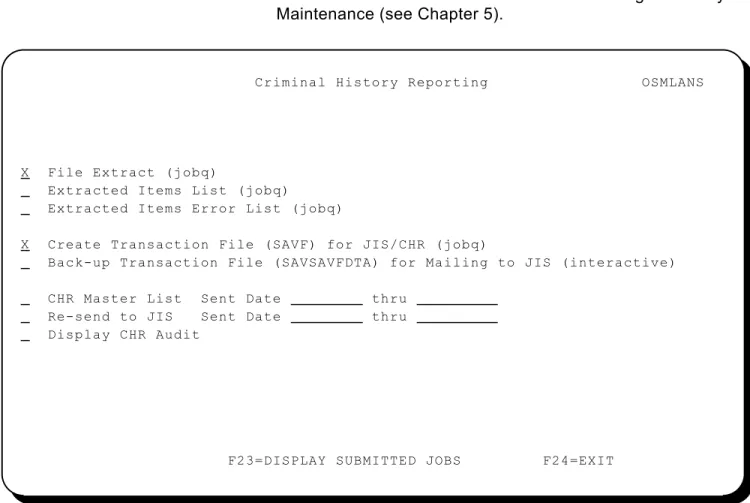 Figure 188.  Sample Criminal History Reporting Menu
