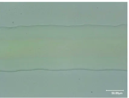 Fig. 2Optical micrograph of a printed Ag/PVA feature followingthermal treatment to generate Ag nanoparticles
