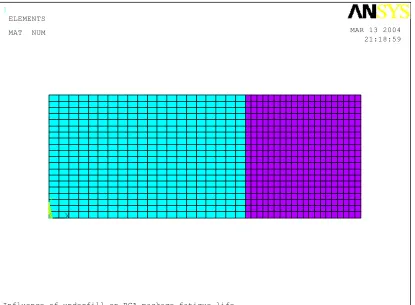 Figure 3.4 Ansys plot showing the mesh of finite element geometry. 